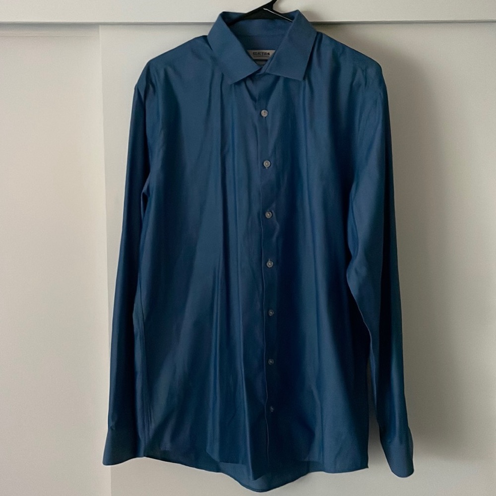 Reaction Kenneth Cole Blue Dress Shirt Large 16 1/2 34/35